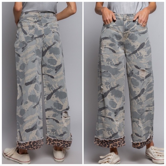 *LAST 3X* POL PLUS CAM-LEO Distressed Pants - Picture 7 of 15